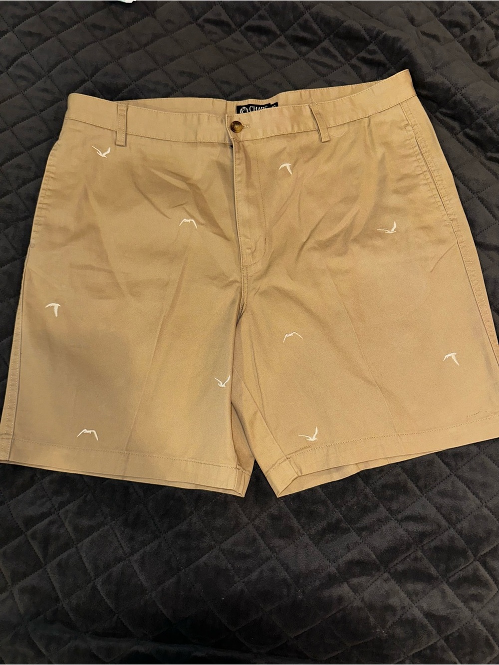 Chaps Tan Embroidered Seagull Flat-Front Men’s Shorts
